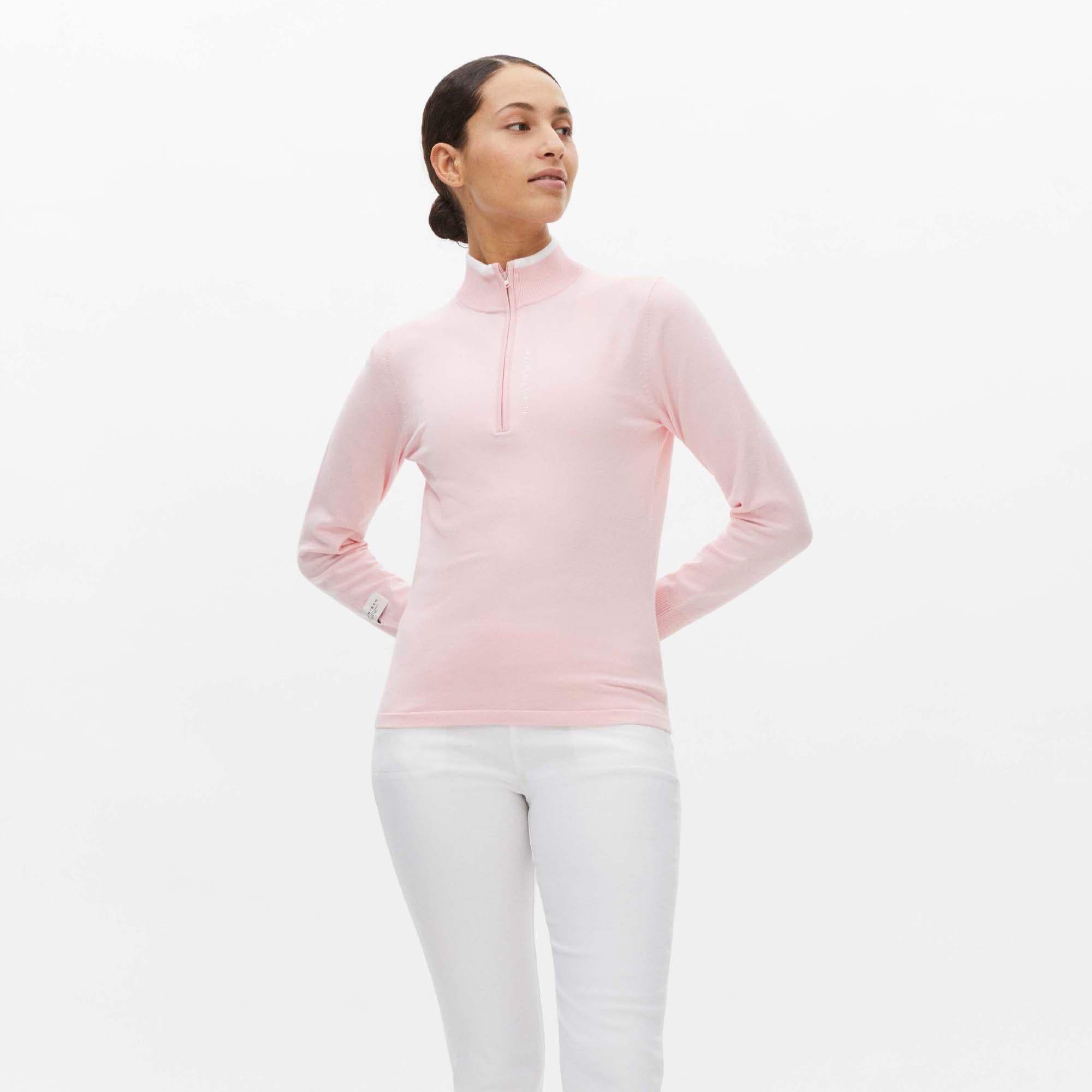 Rohnisch Knitted Half Zip Ladies Golf Sweater Orchid Pink